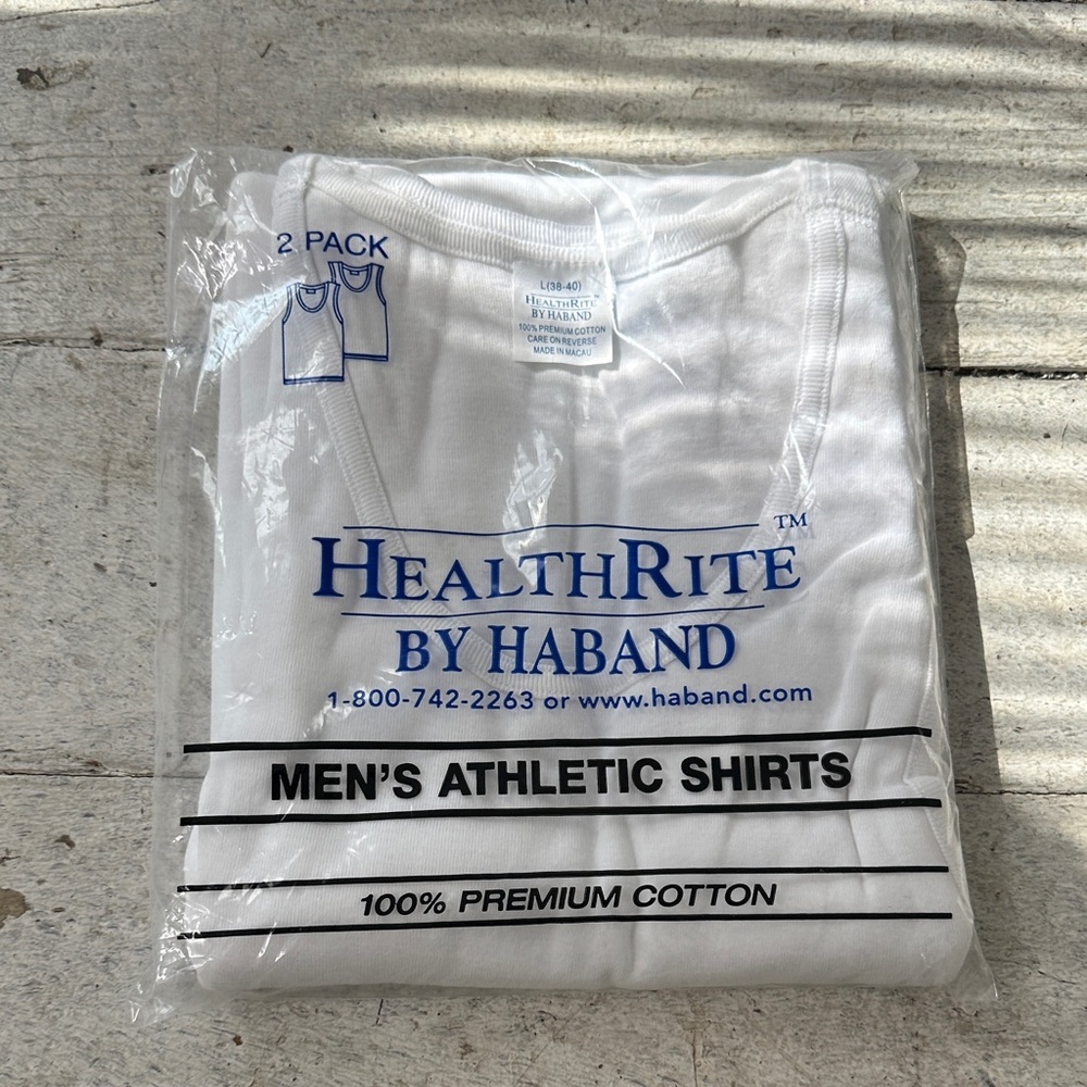Vintage 80s White Healthrite Deadstock Size Large Athletic Tanks